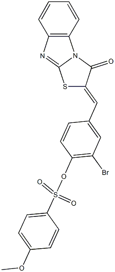 2-bromo-4-[(3-oxo[1,3]thiazolo[3,2-a]benzimidazol-2(3H)-ylidene)methyl]phenyl 4-methoxybenzenesulfonate Struktur