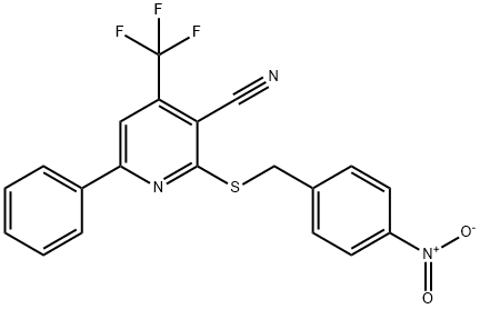 2-({4-nitrobenzyl}sulfanyl)-6-phenyl-4-(trifluoromethyl)nicotinonitrile Struktur