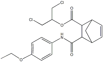 2-chloro-1-(chloromethyl)ethyl 3-[(4-ethoxyanilino)carbonyl]bicyclo[2.2.1]hept-5-ene-2-carboxylate Struktur