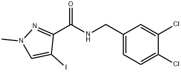 N-(3,4-dichlorobenzyl)-4-iodo-1-methyl-1H-pyrazole-3-carboxamide Struktur