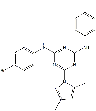 N~2~-(4-bromophenyl)-6-(3,5-dimethyl-1H-pyrazol-1-yl)-N~4~-(4-methylphenyl)-1,3,5-triazine-2,4-diamine Struktur