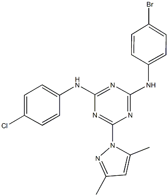 N~2~-(4-bromophenyl)-N~4~-(4-chlorophenyl)-6-(3,5-dimethyl-1H-pyrazol-1-yl)-1,3,5-triazine-2,4-diamine Struktur