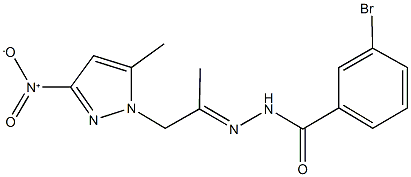 3-bromo-N'-(2-{3-nitro-5-methyl-1H-pyrazol-1-yl}-1-methylethylidene)benzohydrazide Struktur