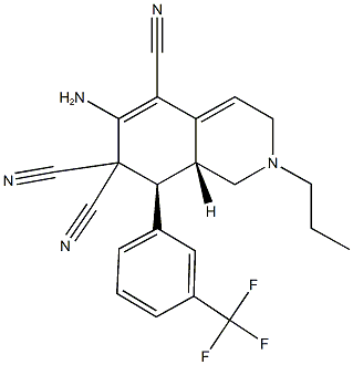 6-amino-2-propyl-8-[3-(trifluoromethyl)phenyl]-2,3,8,8a-tetrahydro-5,7,7(1H)-isoquinolinetricarbonitrile Struktur