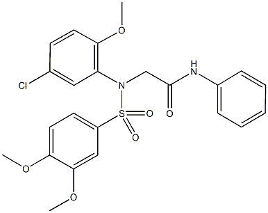 2-{5-chloro[(3,4-dimethoxyphenyl)sulfonyl]-2-methoxyanilino}-N-phenylacetamide Struktur