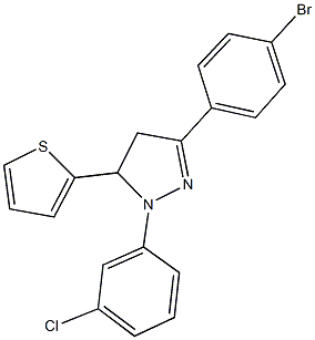 3-(4-bromophenyl)-1-(3-chlorophenyl)-5-(2-thienyl)-4,5-dihydro-1H-pyrazole Struktur