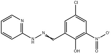 5-chloro-2-hydroxy-3-nitrobenzaldehyde 2-pyridinylhydrazone Struktur