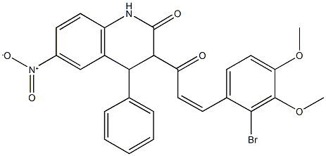 3-[3-(2-bromo-3,4-dimethoxyphenyl)acryloyl]-6-nitro-4-phenyl-3,4-dihydro-2(1H)-quinolinone Struktur