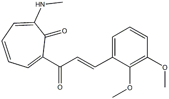 2-[3-(2,3-dimethoxyphenyl)acryloyl]-7-(methylamino)-2,4,6-cycloheptatrien-1-one Struktur