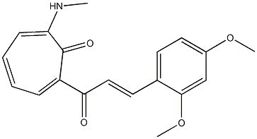 2-[3-(2,4-dimethoxyphenyl)acryloyl]-7-(methylamino)-2,4,6-cycloheptatrien-1-one Struktur