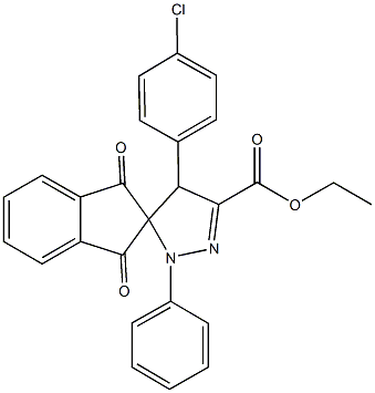 ethyl 4-(4-chlorophenyl)-1-phenyl-4,5-dihydro-1',3'-dioxospiro[1H-pyrazole-5,2'-indane]-3-carboxylate Struktur