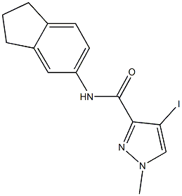 N-(2,3-dihydro-1H-inden-5-yl)-4-iodo-1-methyl-1H-pyrazole-3-carboxamide Struktur