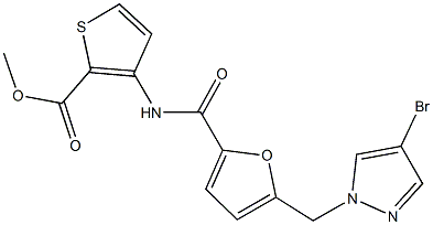 methyl 3-({5-[(4-bromo-1H-pyrazol-1-yl)methyl]-2-furoyl}amino)-2-thiophenecarboxylate Struktur