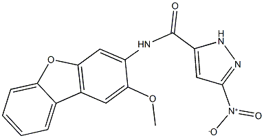 3-nitro-N-(2-methoxydibenzo[b,d]furan-3-yl)-1H-pyrazole-5-carboxamide Struktur