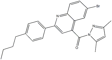 6-bromo-2-(4-butylphenyl)-4-[(3,5-dimethyl-1H-pyrazol-1-yl)carbonyl]quinoline Struktur