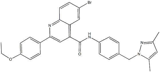 6-bromo-N-{4-[(3,5-dimethyl-1H-pyrazol-1-yl)methyl]phenyl}-2-(4-ethoxyphenyl)-4-quinolinecarboxamide Struktur