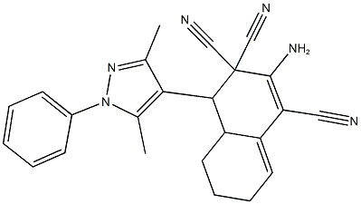 2-amino-4-(3,5-dimethyl-1-phenyl-1H-pyrazol-4-yl)-4a,5,6,7-tetrahydro-1,3,3(4H)-naphthalenetricarbonitrile Struktur