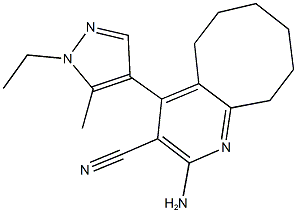 2-amino-4-(1-ethyl-5-methyl-1H-pyrazol-4-yl)-5,6,7,8,9,10-hexahydrocycloocta[b]pyridine-3-carbonitrile Struktur