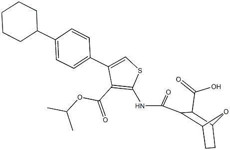 3-({[4-(4-cyclohexylphenyl)-3-(isopropoxycarbonyl)-2-thienyl]amino}carbonyl)-7-oxabicyclo[2.2.1]heptane-2-carboxylic acid Struktur