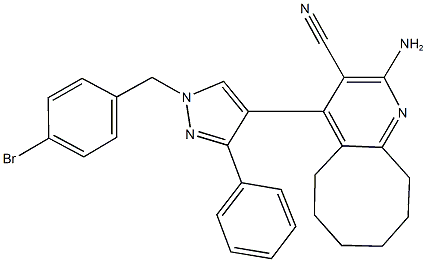 2-amino-4-[1-(4-bromobenzyl)-3-phenyl-1H-pyrazol-4-yl]-5,6,7,8,9,10-hexahydrocycloocta[b]pyridine-3-carbonitrile Struktur