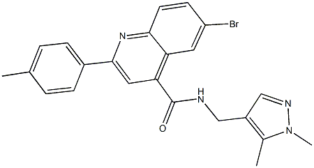 6-bromo-N-[(1,5-dimethyl-1H-pyrazol-4-yl)methyl]-2-(4-methylphenyl)-4-quinolinecarboxamide Struktur