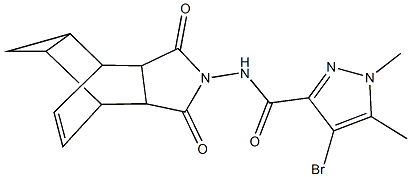 4-bromo-N-(3,5-dioxo-4-azatetracyclo[5.3.2.0~2,6~.0~8,10~]dodec-11-en-4-yl)-1,5-dimethyl-1H-pyrazole-3-carboxamide Struktur