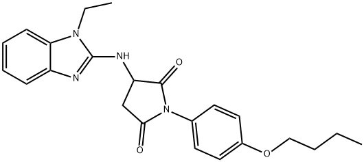 1-(4-butoxyphenyl)-3-[(1-ethyl-1H-benzimidazol-2-yl)amino]-2,5-pyrrolidinedione Struktur