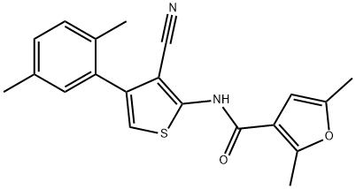 N-[3-cyano-4-(2,5-dimethylphenyl)-2-thienyl]-2,5-dimethyl-3-furamide Struktur