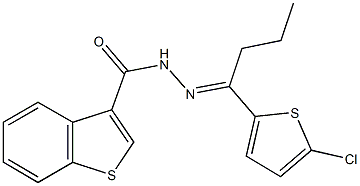 N'-[1-(5-chloro-2-thienyl)butylidene]-1-benzothiophene-3-carbohydrazide Struktur