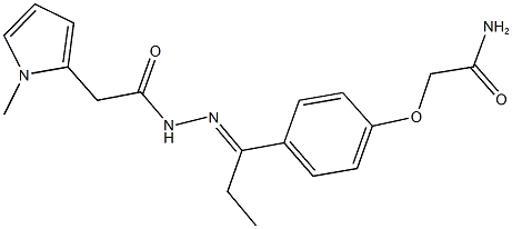 2-(4-{N-[(1-methyl-1H-pyrrol-2-yl)acetyl]propanehydrazonoyl}phenoxy)acetamide Struktur