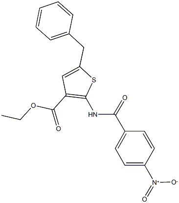 ethyl 5-benzyl-2-({4-nitrobenzoyl}amino)-3-thiophenecarboxylate Struktur