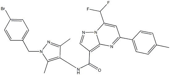 N-[1-(4-bromobenzyl)-3,5-dimethyl-1H-pyrazol-4-yl]-7-(difluoromethyl)-5-(4-methylphenyl)pyrazolo[1,5-a]pyrimidine-3-carboxamide Struktur