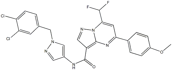 N-[1-(3,4-dichlorobenzyl)-1H-pyrazol-4-yl]-7-(difluoromethyl)-5-(4-methoxyphenyl)pyrazolo[1,5-a]pyrimidine-3-carboxamide Struktur