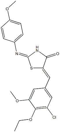 5-(3-chloro-4-ethoxy-5-methoxybenzylidene)-2-[(4-methoxyphenyl)imino]-1,3-thiazolidin-4-one Struktur