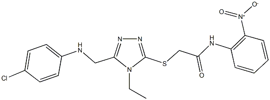 2-[(5-{[(4-chlorophenyl)amino]methyl}-4-ethyl-4H-1,2,4-triazol-3-yl)sulfanyl]-N-{2-nitrophenyl}acetamide Struktur