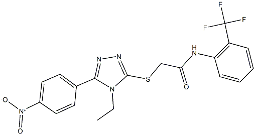 2-[(4-ethyl-5-{4-nitrophenyl}-4H-1,2,4-triazol-3-yl)sulfanyl]-N-[2-(trifluoromethyl)phenyl]acetamide Struktur