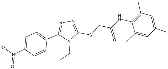 2-[(4-ethyl-5-{4-nitrophenyl}-4H-1,2,4-triazol-3-yl)sulfanyl]-N-mesitylacetamide Struktur