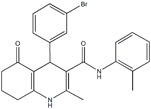 4-(3-bromophenyl)-2-methyl-N-(2-methylphenyl)-5-oxo-1,4,5,6,7,8-hexahydroquinoline-3-carboxamide Struktur