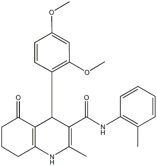 4-[2,4-bis(methyloxy)phenyl]-2-methyl-N-(2-methylphenyl)-5-oxo-1,4,5,6,7,8-hexahydroquinoline-3-carboxamide Struktur