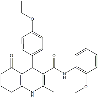 4-[4-(ethyloxy)phenyl]-2-methyl-N-[2-(methyloxy)phenyl]-5-oxo-1,4,5,6,7,8-hexahydroquinoline-3-carboxamide Struktur