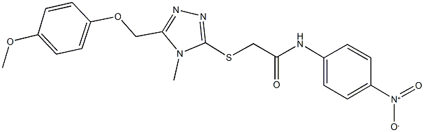 N-{4-nitrophenyl}-2-({5-[(4-methoxyphenoxy)methyl]-4-methyl-4H-1,2,4-triazol-3-yl}sulfanyl)acetamide Struktur