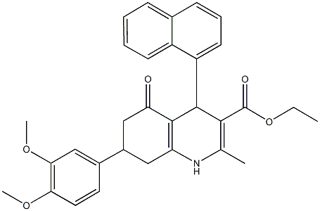 ethyl 7-[3,4-bis(methyloxy)phenyl]-2-methyl-4-naphthalen-1-yl-5-oxo-1,4,5,6,7,8-hexahydroquinoline-3-carboxylate Struktur