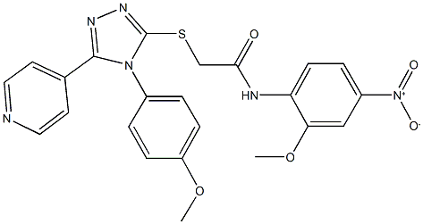 N-{4-nitro-2-methoxyphenyl}-2-{[4-(4-methoxyphenyl)-5-(4-pyridinyl)-4H-1,2,4-triazol-3-yl]sulfanyl}acetamide Struktur