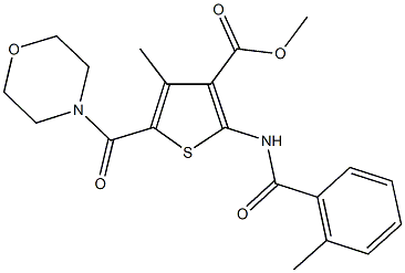 methyl 4-methyl-2-{[(2-methylphenyl)carbonyl]amino}-5-(morpholin-4-ylcarbonyl)thiophene-3-carboxylate Struktur