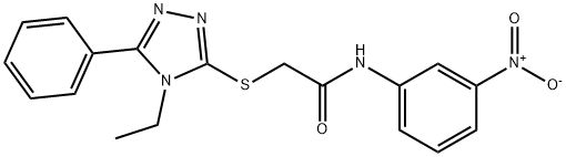 2-[(4-ethyl-5-phenyl-4H-1,2,4-triazol-3-yl)sulfanyl]-N-{3-nitrophenyl}acetamide Struktur