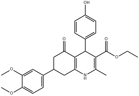 ethyl 7-(3,4-dimethoxyphenyl)-4-(4-hydroxyphenyl)-2-methyl-5-oxo-1,4,5,6,7,8-hexahydro-3-quinolinecarboxylate Struktur