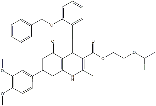 2-isopropoxyethyl 4-[2-(benzyloxy)phenyl]-7-(3,4-dimethoxyphenyl)-2-methyl-5-oxo-1,4,5,6,7,8-hexahydro-3-quinolinecarboxylate Struktur