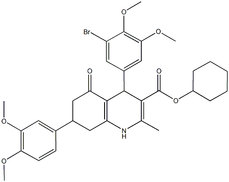 cyclohexyl 4-(3-bromo-4,5-dimethoxyphenyl)-7-(3,4-dimethoxyphenyl)-2-methyl-5-oxo-1,4,5,6,7,8-hexahydro-3-quinolinecarboxylate Struktur