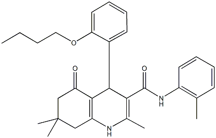 4-(2-butoxyphenyl)-2,7,7-trimethyl-N-(2-methylphenyl)-5-oxo-1,4,5,6,7,8-hexahydro-3-quinolinecarboxamide Struktur