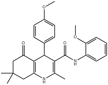 N-(2-methoxyphenyl)-4-(4-methoxyphenyl)-2,7,7-trimethyl-5-oxo-1,4,5,6,7,8-hexahydro-3-quinolinecarboxamide Struktur